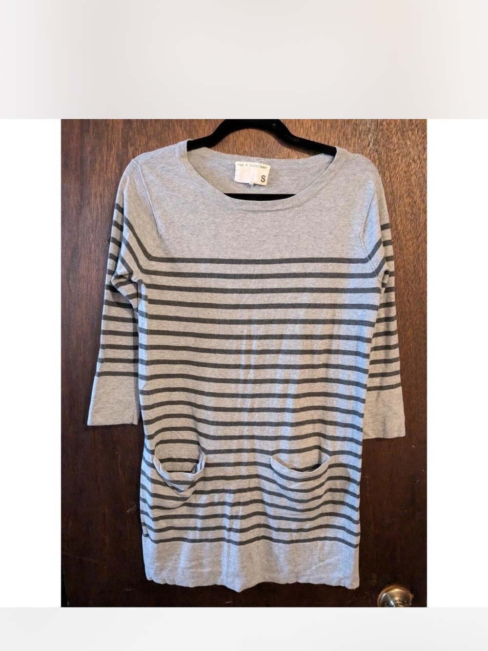 rag & bone Gray Striped Knit Dress with Front Pockets